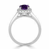 2.5Ct Cushion Cut Amethyst Diamond Halo Engagement Ring 14K White Gold Finish