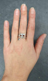 0.5ct Engagement Ring Round Cut Red Garnet Cat Kitten 14k White Gold Finish