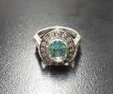 2.4ct Oval Cut Blue Aquamarine Vintage Inspired Halo Ring 14k White Gold Finish