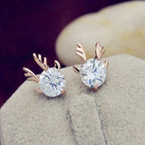 Deer Antlers Stud Earrings 1ct Round Cut VVS1D Diamond 14k Rose Gold Finish