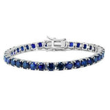 15ct Round Cut Blue Sapphire Royal Stylish Tennis Bracelet 14k White Gold Finish