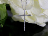 1.5ct Round Cut Diamond Slim Holy Cross Jesus Christ Pendant 14k White Gold Over