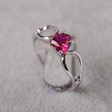 1ct Engagement Ring Heart Cut Pink Ruby Split Shank 14k White Gold Finish