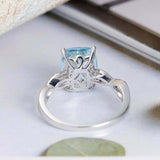 1.5ct Cushion Cut Blue Aquamarine Engagement Ring Infinity 14k White Gold Finish