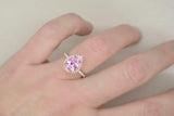 2.2ct Pear Cut Pink Sapphire Engagement Ring 14k Rose Gold Finish Diamond Halo