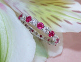 3Ct Round Cut Pink Ruby Diamond Full Eternity Wedding Band 18K White Gold Finish