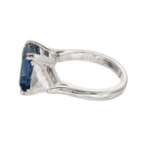 3.5ct Cushion Blue Sapphire Trilogy Ring 14k White Gold Finish Trillion Accents