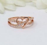 1.2ct Round Cut Diamond Engagement Ring Open Heart Infinity 14k Rose Gold Finish