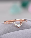 2Ct Round Cut Diamond Crown Tiara Shape Women Wedding Band 14K Rose Gold Finish