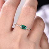 1ct Baguette Cut Green Emerald Solitaire Engagement Ring 14k Rose Gold Finish