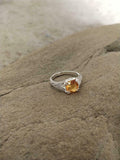 2ct Cushion Cut Yellow Citrine Split Shank Engagement Ring 18k White Gold Finish