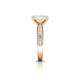 Round Accents Solitaire Engagement Ring 1.5ct Oval Cut Diamond 14k RoseGold Over