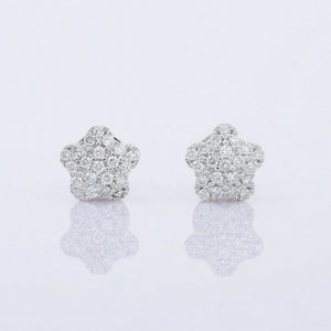 1.56ct Stud Earrings Round Cut Diamond Star Cluster 14k White Gold Finish