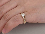 1.5ct Round Cut Diamond Engagement Ring Curved Bridal Set 14k Yellow Gold Finish