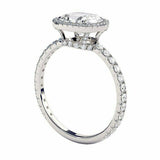 2.3ct Cushion Cut Diamond Halo Solitaire Engagement Ring 14k White Gold Finish