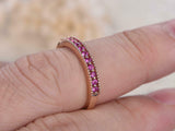 2ct Round Pink Sapphire Wedding Band Milgrain Half Eternity 14k Rose Gold Finish