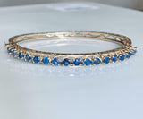 5ct Round Cut Blue Sapphire Filigree Bracelet 14K Yellow Gold Finish