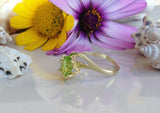 1.3ct Engagement Ring Oval Green Peridot Split Twist Shank 14k Yellow Gold Over