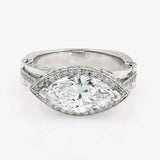 5Ct Marquise Cut Diamond Cocktail Iced Halo Engagement Ring 14K White Gold Over