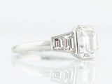 1.7ct Emerald Cut Diamond Solitaire Ring 14k White Gold Finish Trapezoid Accents