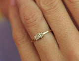 1.4ct Baguette Cut Diamond Engagement Ring Minimalist 14k Yellow Gold Finish