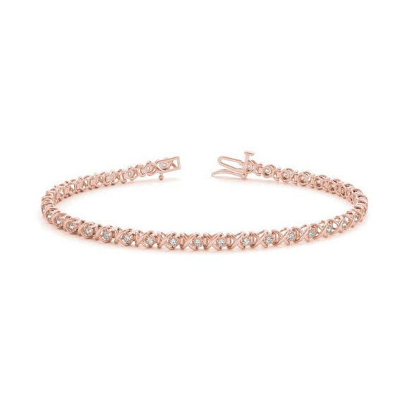 10Ct Round Cut Diamond Slim Women Tennis Bracelet 14K Rose Gold Finish