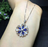 2.4ct Tanzanite Pendant Marquise Cut Floral Cocktail 14k WhiteGold Over NO CHAIN