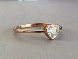 Solitaire Promise Engagement Ring 0.2ct Heart Cut Diamond 14k Rose Gold Finish