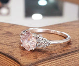 1.5ct Cushion Cut Peach Morganite Petite Round Accent Ring 14k White Gold Finish