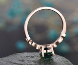 1.1Ct Round Cut Green Emerald Minimalist Engagement Ring 14K Rose Gold Finish