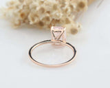 1.2ct Emerald Peach Morganite Solitaire Ring 14k RoseGold Over with Round Accent