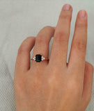 1.5ct Emerald Cut Black Diamond Petite Round Accents Ring 14k Rose Gold Finish