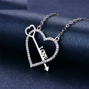 0.8ct Round Cut Diamond Pendant with Chain Heart Arrow 14k White Gold Finish