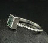 1ct Green Emerald Cut Solitaire with Accents Engagement Ring 14k White Gold Over