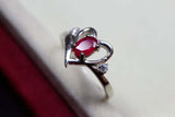 1ct Engagement Ring Oval Cut Pink Ruby Bypass Style Heart 14k White Gold Finish