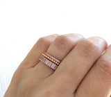 4Ct Baguette Cut Diamond Trio Set Wedding Bands Eternity 14K Rose Gold Finish