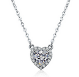 1.2ct Heart Cut VVS1D Diamond Pendant Chain Halo Heart Shape 14k White Gold Over