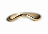 0.1ct Round Diamond Engagement Ring Minimalist Band Curved 14k YellowGold Finish