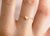 Dainty Heart Chain Engagement Ring 14k Rose Gold Finish