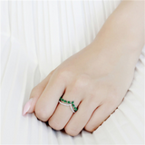 3Ct Pear Cut Green Emerald Diamond Crown Engagement Ring 14K White Gold Finish