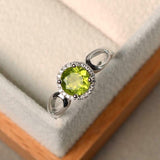 2ct Round Cut Green Peridot Engagement Ring Halo Split Band 14k WhiteGold Finish