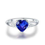 1.6ct Engagement Ring Heart Cut Blue Sapphire Diamond Accents 14k WhiteGold Over