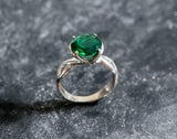 1.2ct Engagement Ring Round Cut Green Emerald Infinity 14k White Gold Finish