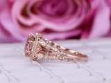 2.8ct Oval Morganite Engagement Ring Diamond Halo Stackable 14k Rose Gold Finish