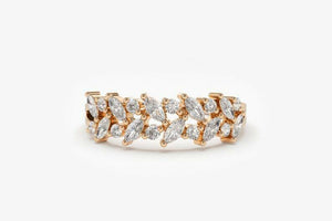 2.3ct Wedding Band Marquise Cut Diamond Dual Row Cluster 14k Rose Gold Finish