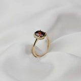 2.2ct Oval Cut Red Garnet Engagement Ring Petite Solitaire 14k YellowGold Finish