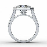 3.5ct Radiant Cut Diamond Engagement Ring Halo Split Shank 14k White Gold Finish