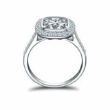 2ct Cushion Cut Diamond Halo Engagement Ring 14k White Gold Finish Round Accents