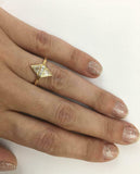 1ct Trillion Cut Diamond Inverted Triangles Statement Ring 14k YellowGold Finish