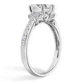 1.5ct Emerald Cut Diamond Accents Trilogy Engagement Ring 14k White Gold Finish